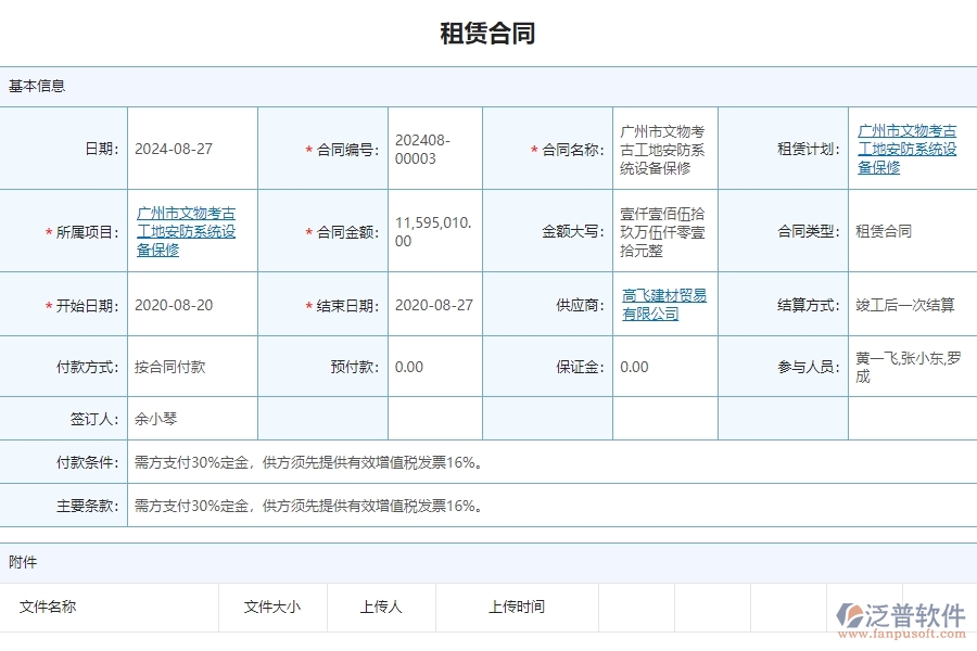 三、泛普軟件-安防工程企業(yè)在租賃合同報(bào)表中需要注意哪些問題