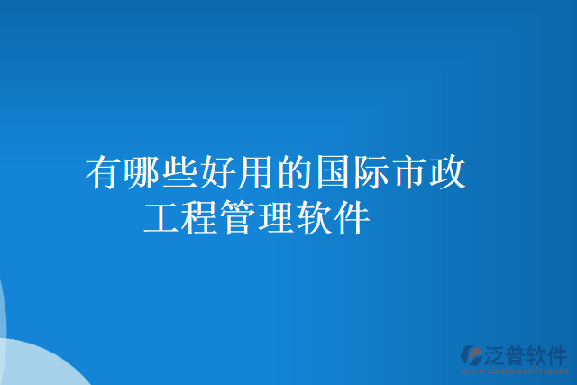 有哪些好用的國際市政工程管理軟件