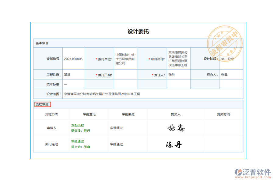 設(shè)計委托列表中【流程狀態(tài)】字段