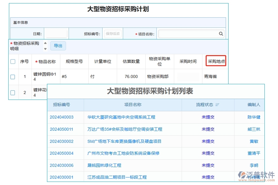 大型物資招標(biāo)采購計劃列表中【采購時間】字段的作用